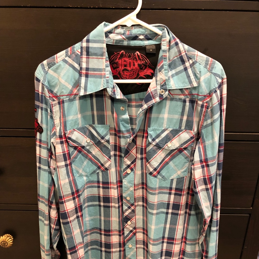 Mens Fox Medium Button up Long sleeve shirt